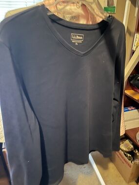 L.L.Bean Navy Crewneck Tee with White Logo